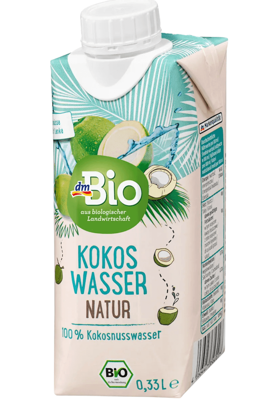 Woda kokosowa 100%, naturalna, 0,33 l  BIO
