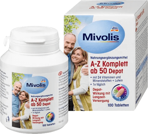 Kompleks witamin i minerałów A-Z 50+ w tabletkach depot, 153 g