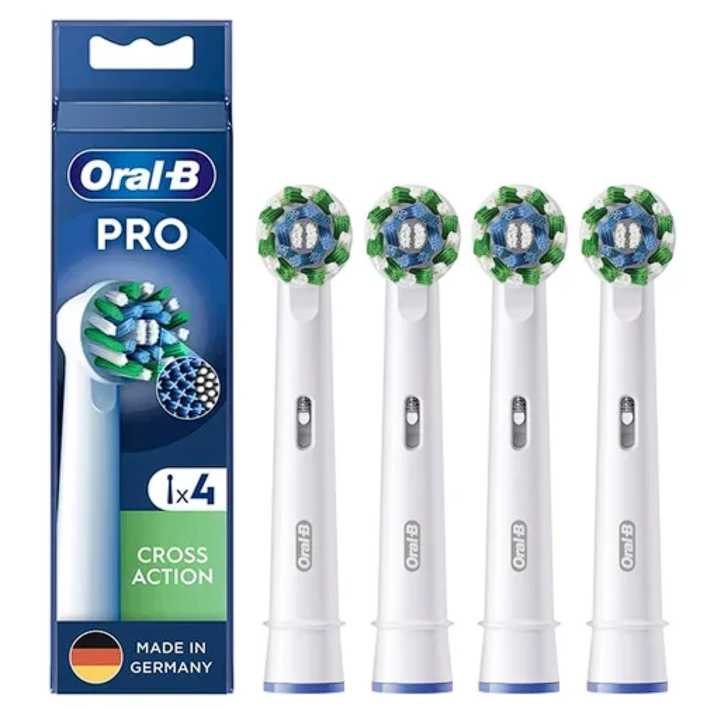Oral-B Cross Action Clean – białe końcówki do szczoteczki elektrycznej 4 szt.