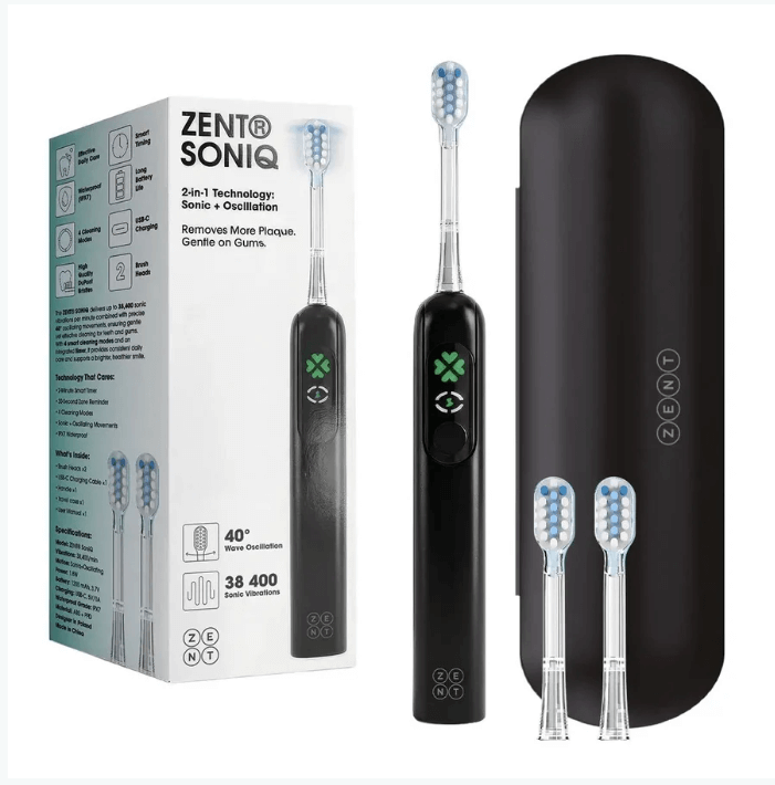ZENT® SoniQ™ – Aktywna szczoteczka soniczna z ruchem oscylacyjnym 40° czarna