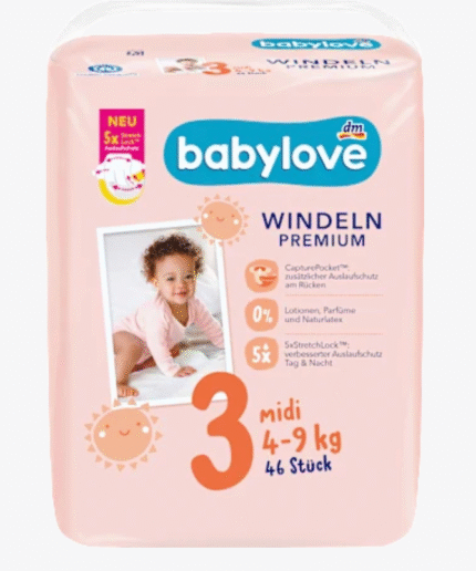 Pieluszki Premium, rozmiar 3, midi, 4-9 kg, 46 szt.